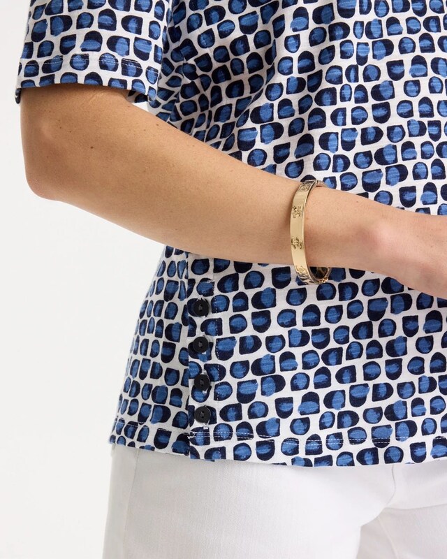 Cotton Slub Printed Henley Tee - image 4